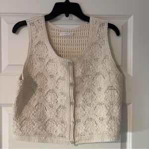 LC Lauren Conrad Crochet Vest Size Med